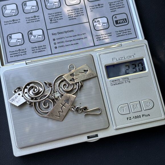 Vintage Modernist Sterling Silver Spiral Geometric solid Link Bracelet 23g - Picture 6 of 6